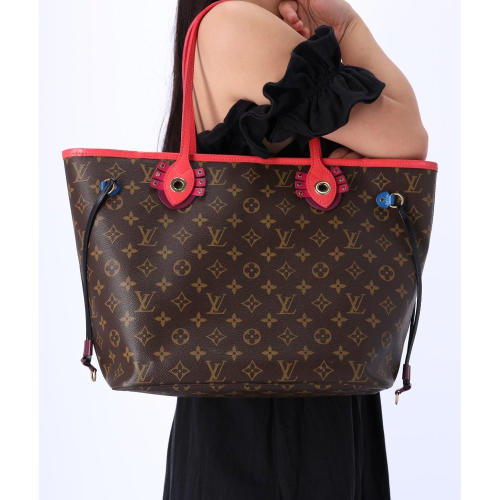 Louis Vuitton Tote Bag Neverfull MM Tote Flamingo M41663 Monogram Canvas + Pouch